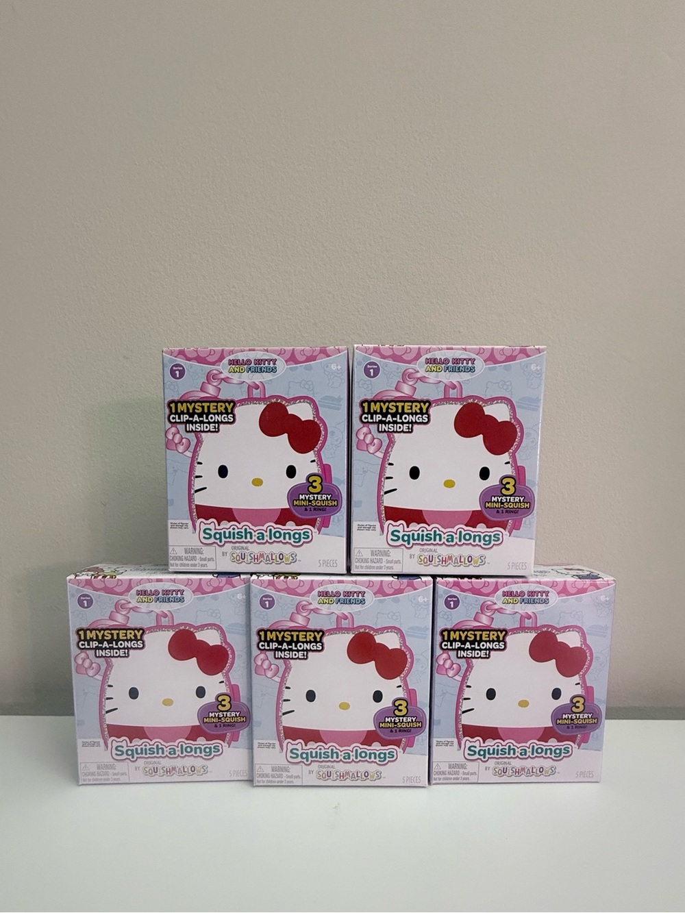 Squish-A-Longs Hello Kitty and Friends 3-Pack Mystery Box Series 1 Lot of 5 NIB